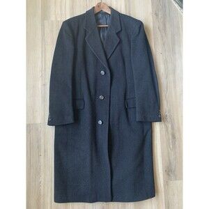 Vintage Silver Cloud Cashmere Dress Coat Overcoat Mens Dark Gray Full Length 42R
